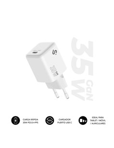 Subblim Cargador de Pared GaN 35W - USB-C - Charge rapide - Couleur Blanc