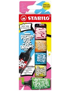 Stabilo Boss Mini by Snooze One Pack de 6 Mini Marcadores Fluorescentes - Trait entre 2 et 5mm - Encre Avec Base de Eau - Antise