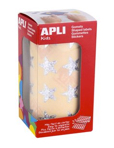 Apli Gomets Estrella Holograficos 19.5mm - 1416 Unidades Par Rollo - Idéal Pour Actividades Infantiles - Cumple Normas de Qualit