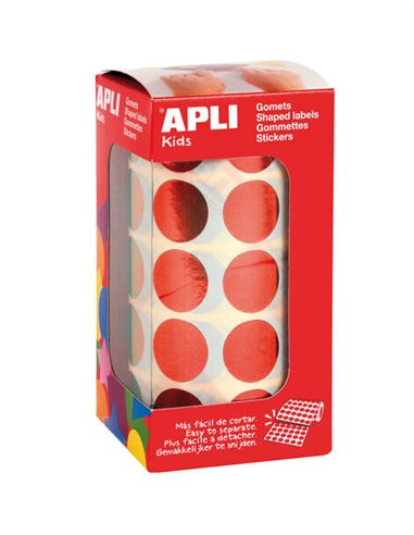 Apli Gomets Redondos Ø 20mm Rouge Métallisé - 59 Feuilles Pretroqueladas - 1770 Gomets Par Rollo - Idéal Pour Actividades Creati