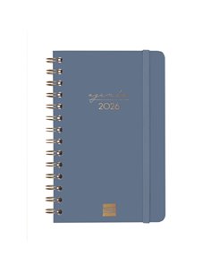 Finocam Alma Agenda - Annuel 2026 - Avec Spirale - Format E5 - 131x19x190mm - Semaine sur 2 pages Horizontal - Couleur Bleu