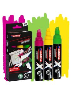 Edding X 6900 Caramelo Pack de 3 Feutres Multisuperficie Permanentes de Encre Opaca - Pointe Biselada Avec Trait 2-10mm - Couleu