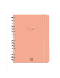 Finocam Alma Agenda - Annuel 2026 - Avec Spirale - Format E10 - 172x19x220mm - Semaine sur 2 pages Horizontal - Couleur Coral