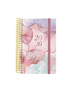Finocam Design Collection Agenda de Spirale - Annuel 2026 - Couvercle Légère - Format E5 - 132x25x181mm - 1 Dia Par Pagina - Cou