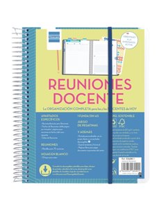 Finocam Organizacion Planificador de Reuniones Sans Fechar Pour Docentes - Format 4º - 155x212mm - Tapas de Polipropileno - Papi