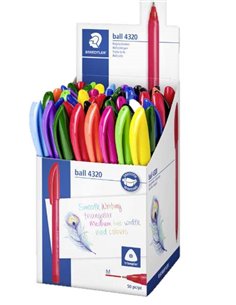 Staedtler Ball 4320 M Présentoir Avec 50 Boligrafos Pointe de Bola 1mm - Escritura Doux - Corps Triangular - Couleurs assorties