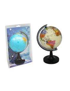 Bismark Esfera Geografica Avec Meridiano 15cm - Cartografia Fisico-Politica - Base Haute et Robusta - Couleurs Blanc et Bleu Alé