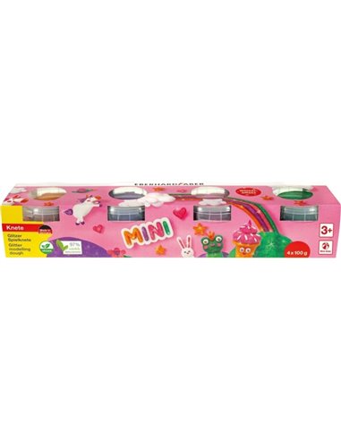 Eberhard Faber Mini Kids Pack Avec 4 Botes 100gr de Pasta de Modelar - 97% Ingredientes Naturales - Couleurs Brillantes Orange, 