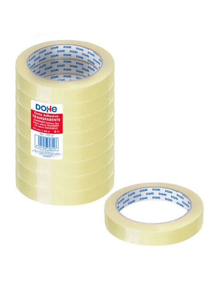 Dohe Pack de 8 Cintas Adhesivas Transparent de Polipropileno 19mm x 66m