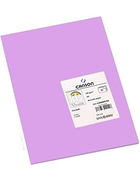 Canson Guarro Pack de 50 Cartulinas Iris A4 de 185g - 21x29.7cm - Couleur Lila