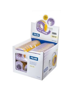 Milan Présentoir de 36 Cintas Adhesivas Transparentes Avec Dispensador - Dimensions 12mm x 33m - Couleur Jaune Transparent