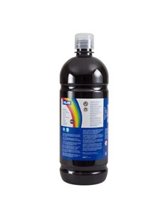 Milan Botella de Tempera 1000ml - Tapon Dosificador - Séchage rapide - Mezclable - Couleur Noir