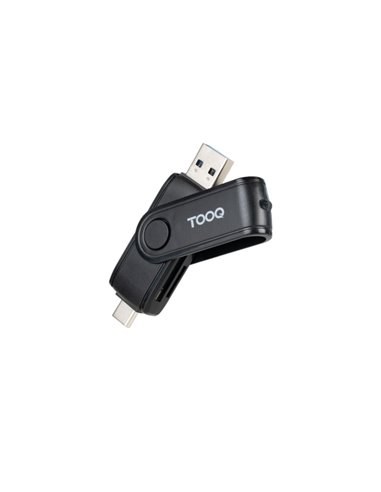 Tooq Lector de Tarjetas USB-C et USB-À - Compatible Avec SD, Micro SD et TF - Couleur Noir