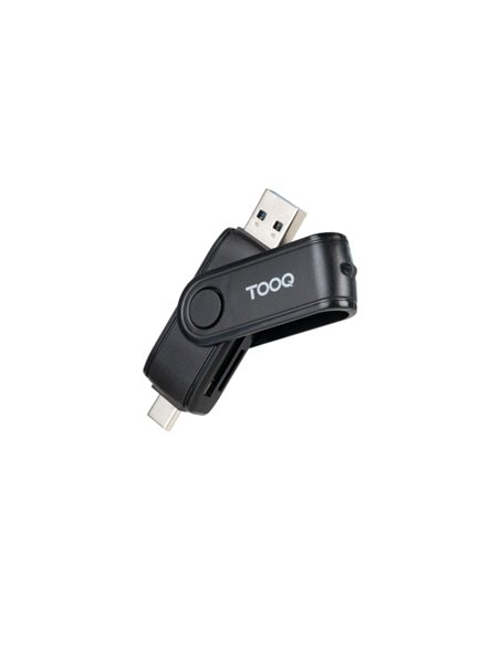Tooq Lector de Tarjetas USB-C et USB-À - Compatible Avec SD, Micro SD et TF - Couleur Noir