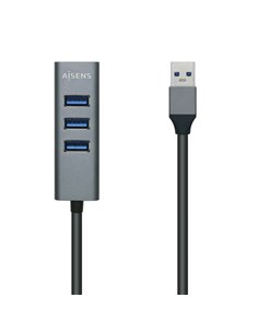 Aisens Hub USB 3.0 Aluminium - Tipo À Mâle à 4xTipo À Femelle - 10cm