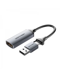 Vention Conversor HDMI Femelle à USB Mâle et USB Tipo-C Mâle 4K 60Hz - 10cm - Couleur Noir