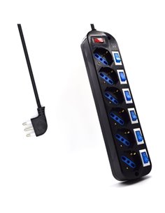 Ewent Regleta Avec 6 Tomas Tipo L/F (Schuko) de 10/16A - Interruptor On/Off Général e Individual - Protection contra Sobretensio