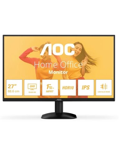 AOC Q27B35E Monitor 27" LED IPS QHD 75Hz HDR10 - Respuesta 1ms - HDMI, DisplayPort - VESA 100x100mm - Couleur Noir