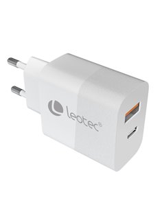 Leotec Cargador Universal 30W GAN - 1USB-C PD + 1USB-À - Couleur Blanc