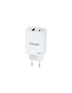 Tooq Cargador de Pared GaN USB-C/PD + USB-À/QC 45W - Couleur Blanc