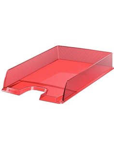 Esselte Europost Bandeja Portadocumentos - Plastico Transparent - Format Vertical - A4 - Couleur Rouge