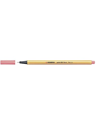 Stabilo Point 88 Feutre de Pointe Fina de Fibre - Trait de 0.4 mm - Encre Avec Base de Eau - Couleur Rouge Neon