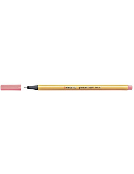 Stabilo Point 88 Feutre de Pointe Fina de Fibre - Trait de 0.4 mm - Encre Avec Base de Eau - Couleur Rouge Neon