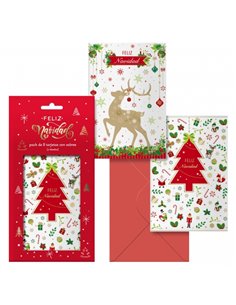 Dohe Caramelo Pack de 8 Tarjetas de Felicitacion Navideña Avec Sobre - 2 Modelos Distintos - Taille 12,2x23,5cm - Papier Offset 