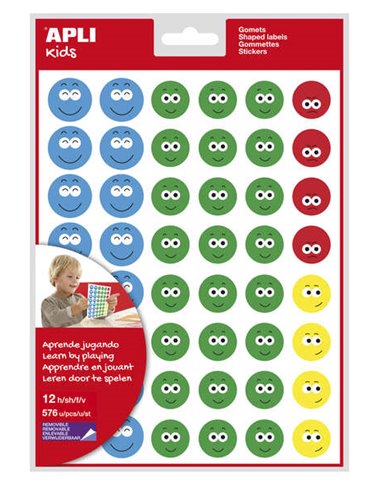 Apli Gomets Face Feliz Ii - 576 Gomets Par Sac - 4 Estilos de Face Diferentes - Motivan et Premian à les Niños - Enseñan à Expre