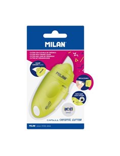 Milan Serie Acid Capsule Cutter de Feuille Ceramica Reemplazable - Taille Poche - Design Ergonomique - Système de Bloqueo - Coul
