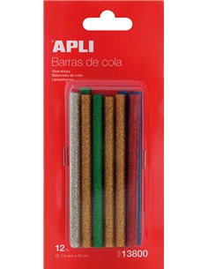 Apli Recambio de Barras de Adhésif Termofusible - Ø7.5mmx10cm - Couleurs assorties Avec Purpurina - Precision et Limpeza - Compa