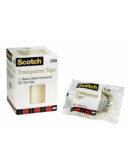 Scotch 550 Pack de 10 Cintas Adhesivas 15mm x 66m - Transparent