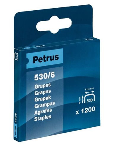 Petrus Boîte de 1200 Agrafes 530/6 Cobreadas Pour Clavadora - Patilla de 6mm
