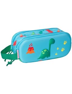Safta Dino Trousse - 2 Compartiments Avec Cremalleras - Anse Latéral - Couleur Bleu