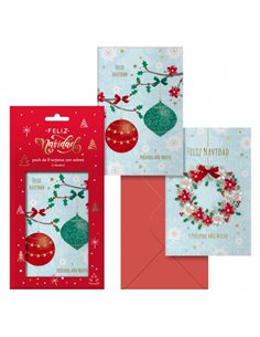 Dohe Adviento Pack de 8 Tarjetas de Felicitacion Navideña Avec Sobre - 2 Modelos Distintos - Taille 12,2x23,5cm - Papier Offset 