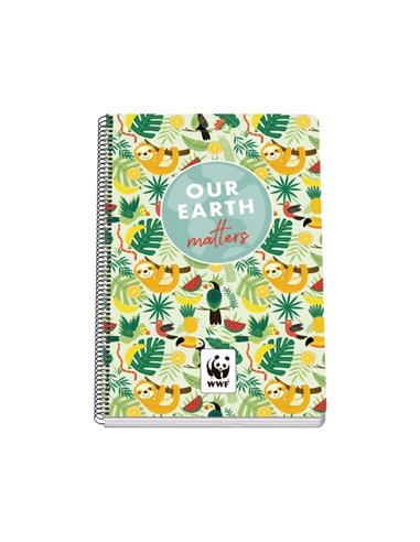 Dohe WWF Tropic Cahier Spirale Folio 80 Feuilles Cuadricula 4mm Avec Margen - Couvercle Rigida Impresa à todo Couleur et Plastif