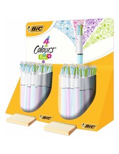 Bic 4 Colours Fun Présentoir Avec 40 Boligrafos de Bola Retractil - Pointe Media de 1.0mm - Encre Avec Base de Aceite - Encre de
