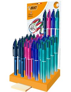 Bic 4 Colours Smooth Gradient et Drop Présentoir de 36 Boligrafos de Bola Retractil - Pointe Media de 1.0mm - Escritura un 40% m