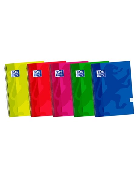 Oxford School Classic Fº Cahier Spirale - Couvercle de Plastico Résistant - Cuadricula 5x5 Avec Margen - 80 Feuilles - Couleurs 