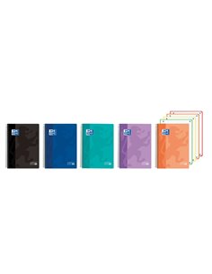 Oxford Europeanbook 4 Cahier A5+ Cuadriculado 5x5mm 120 Feuilles 90gr - Couvercle Superresistente - 4 Bandas de Couleur - Couleu