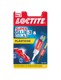Loctite Superglue-3 Plasticos Dificiles Pegamento 2gr + Activador 4ml - Pegamento Transparent et Liquido - Formulado Pour Plasti