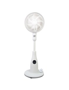 Muvip Ventilateur de Pie 80W 8 Aspas - 7 Velocidades - Nebulizador - Funcion de Oscilacion - Luz LED - Couleur Blanc