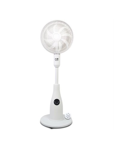 Muvip Ventilateur de Pie 80W 8 Aspas - 7 Velocidades - Nebulizador - Funcion de Oscilacion - Luz LED - Couleur Blanc