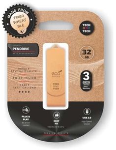 TechOneTech ecoTech Memoria USB 2.0 32GB (Pendrive) - Fabricado Avec Paja de Trigo