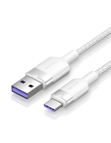 Vention Câble USB-C 2.0 à USB-À 6A 100W - 1m - Tressé - Couleur Blanc