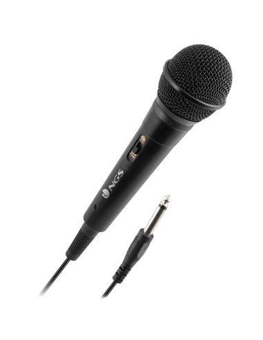 NGS Singer Fire Microfono - Boton On/Off - Jack de 6.3mm - Câble de 3m - Couleur Noir