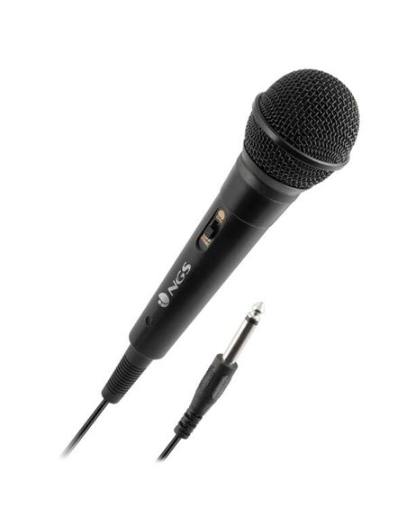 NGS Singer Fire Microfono - Boton On/Off - Jack de 6.3mm - Câble de 3m - Couleur Noir