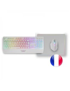 Mars Gaming MCP124 Combo Gaming 3en1 - Clavier H-Mech RGB - Souris Optico HUANO - Tapis de souris Nanotextil Rainbow - Compatibi