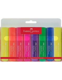 Faber-Castell Textliner 46 Superfluorescente Pack de 8 Marcadores Fluorescentes - Pointe Biselada - Trait entre 1mm et 5mm - Enc