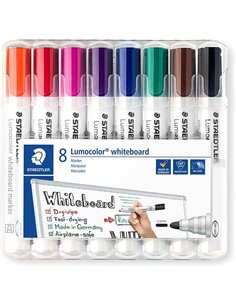 Staedtler Lumocolor 351 Pack de 8 Marcadores Pour Tableau Blanca - Séchage rapide - Couleurs assorties